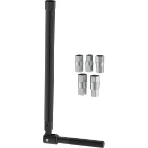 Set t.b.t. Rompigetto con raccordo a gomito nero e connettori argentati.