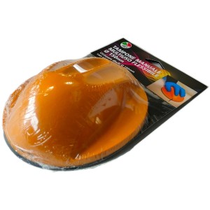 Blocco abrasivo arancione per levigatura superfici, confezionato.