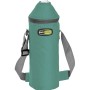 Borsa termica verde per bottiglia con tracolla per campeggio e outdoor.