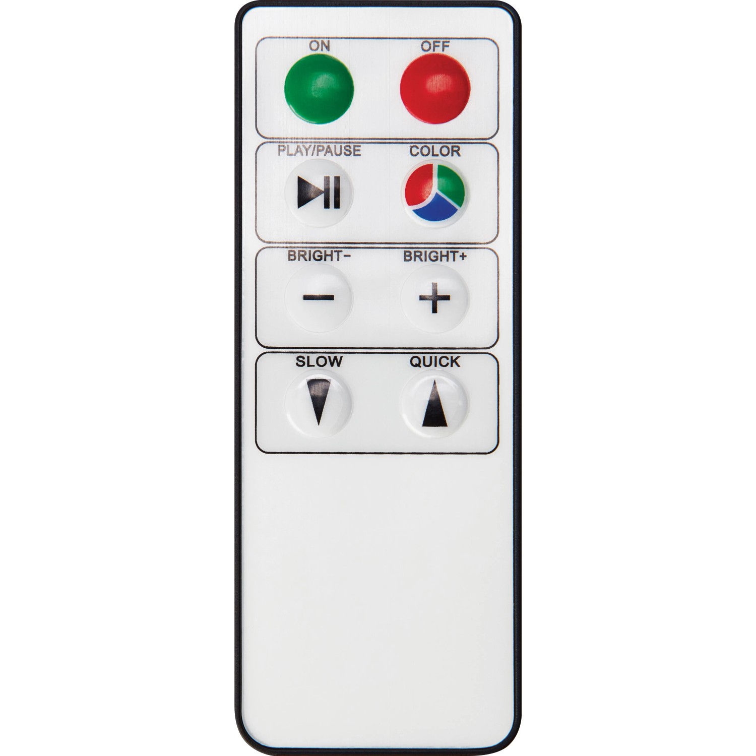 Telecomando per lampada da scrivania t.b.t. con pulsanti per luminosità, colore e velocità.
