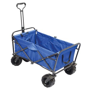 Carrello pieghevole blu t.b.t. per campeggio e tempo libero.