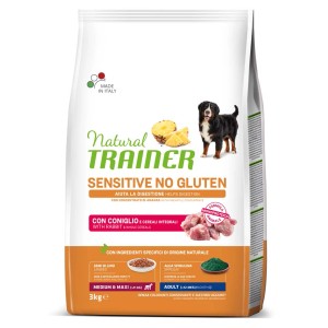 Natural Trainer Sensitive No Gluten cibo secco per cani con coniglio e ananas, 3kg.