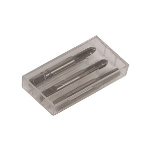 Set di maschi LUX in acciaio M5 Comfort in scatola di plastica trasparente.