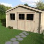 Casetta da giardino in legno Flodeal Sp 28 mm H244xL419XP302 cm_2
