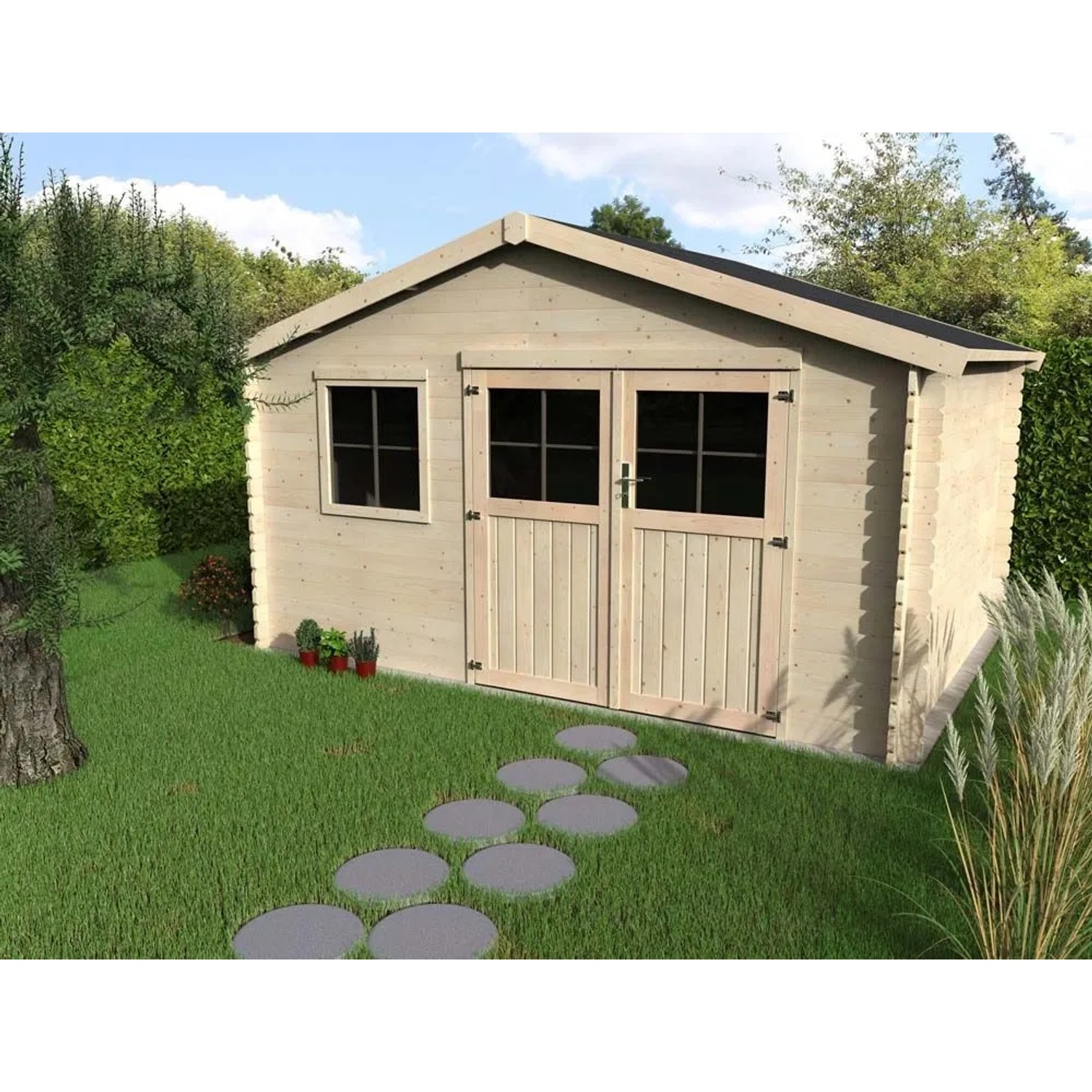 Casetta da giardino in legno Flodeal Sp 28 mm H244xL419XP302 cm_2