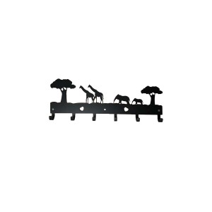Organizer armadio t.b.t. nero con motivo africano (giraffe, elefanti, alberi).