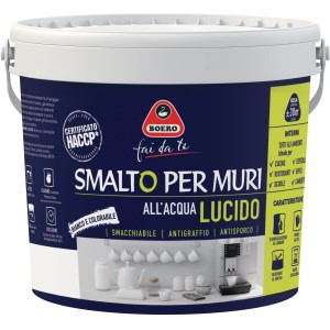 Secchio di smalto bianco lucido per muri (Smalti bianchi) di Boero, ideale per interni.