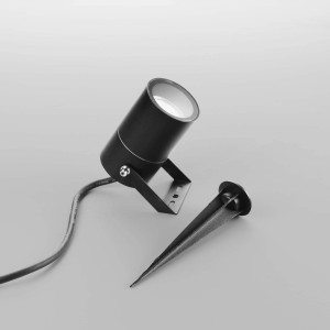 Faretto nero t.b.t. con picchetto per giardino.