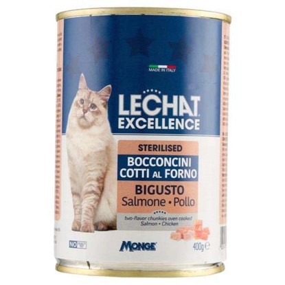 Cibo umido per gatti Lechat Excellence Bigusto Steril Pollo Salmone 400 g