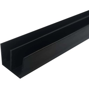 Profilo ad W nero in PVC Arcansas, 16x10x1000 mm, per porte scorrevoli e cassetti.