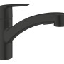 Miscelatore lavello Grohe QuickFix Start, nero, con doccetta estraibile.