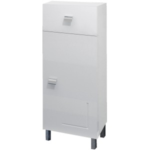 Mobile bagno alto bianco con cassetto e anta, a terra.
