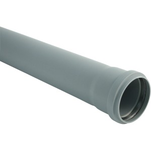 Tubo HT Marley grigio DN 50 con manicotto, lunghezza 250 mm, per scarico edilizio.