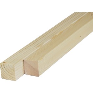 Due listelli in legno piallato di colore chiaro.