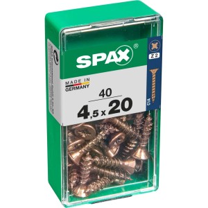 Viti per legno SPAX 4,5x20 mm in contenitore di plastica verde, 40 pezzi