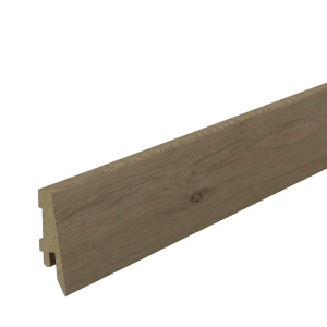 Battiscopa color legno con profilo per una finitura pulita della parete.