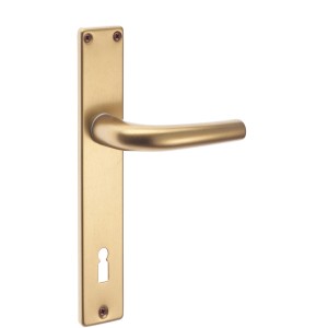 Maniglia per porta t.b.t. dorata con foro per chiave per interni.