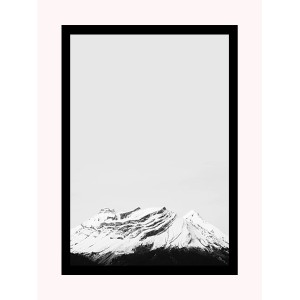 Quadri: Immagine in bianco e nero t.b.t. di una montagna innevata in cornice nera.
