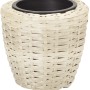 Vaso di fiori conico bianco (Ø 17 cm) effetto rattan per interni ed esterni.