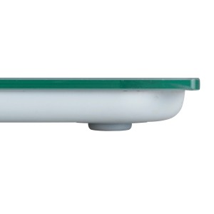 Dettaglio della bilancia pesapersone grigia Wenko con display a LED e superficie in vetro.