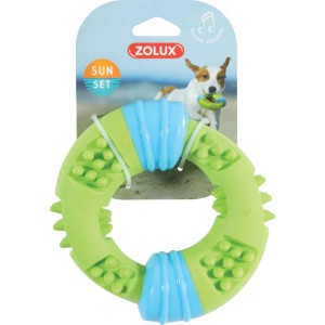 Anello verde per cani Zolux con dettagli blu, categoria guinzagli per cani.