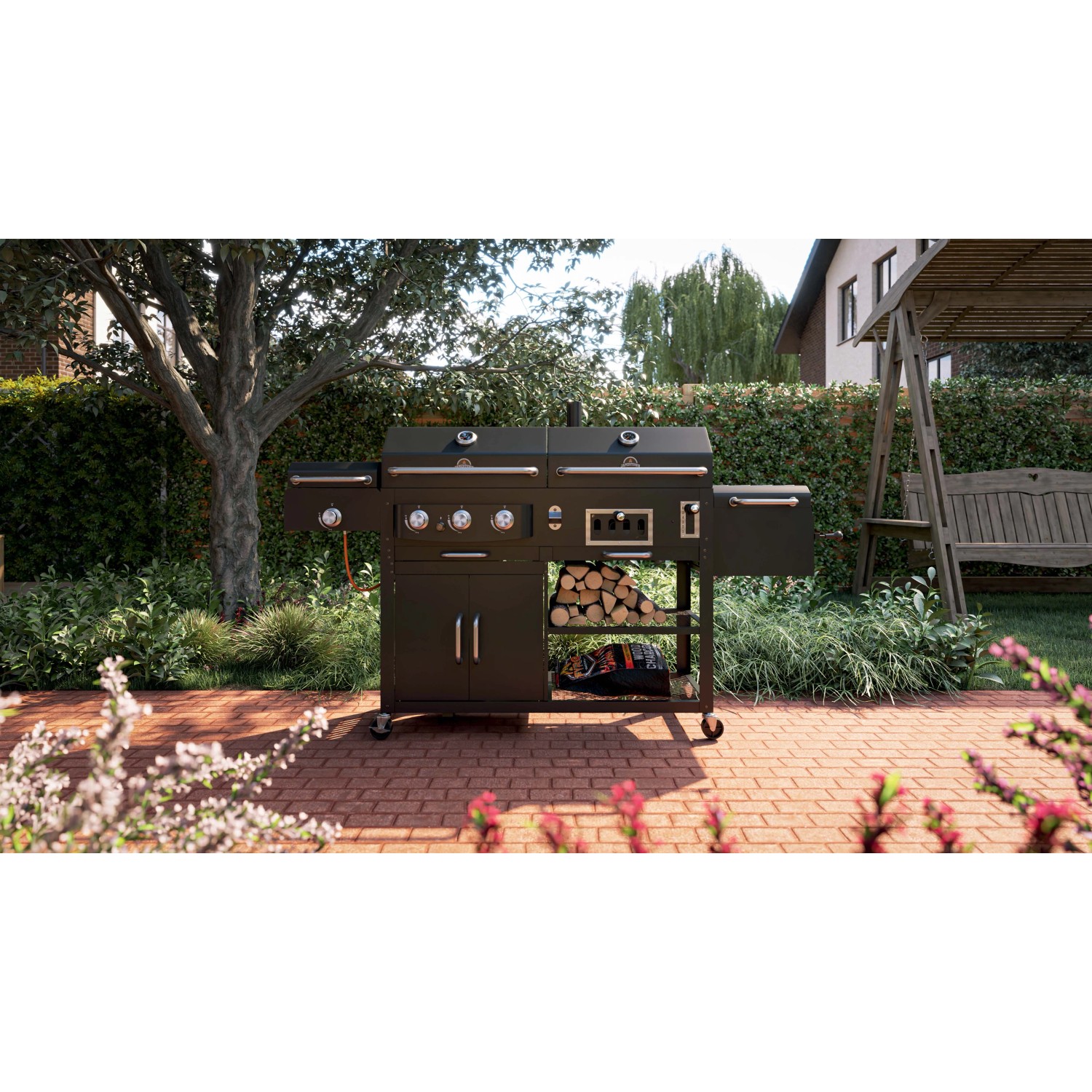 Griglia Per Affumicatore Portatile Da Esterno, Grigio Scuro, Doppia - Foto 6