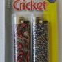 Accendino Cricket New Look, confezione da 2 con vari design, ideale per accendifuoco.