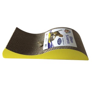 Tiragraffi t.b.t. ondulato in cartone con bordo giallo per gatti.