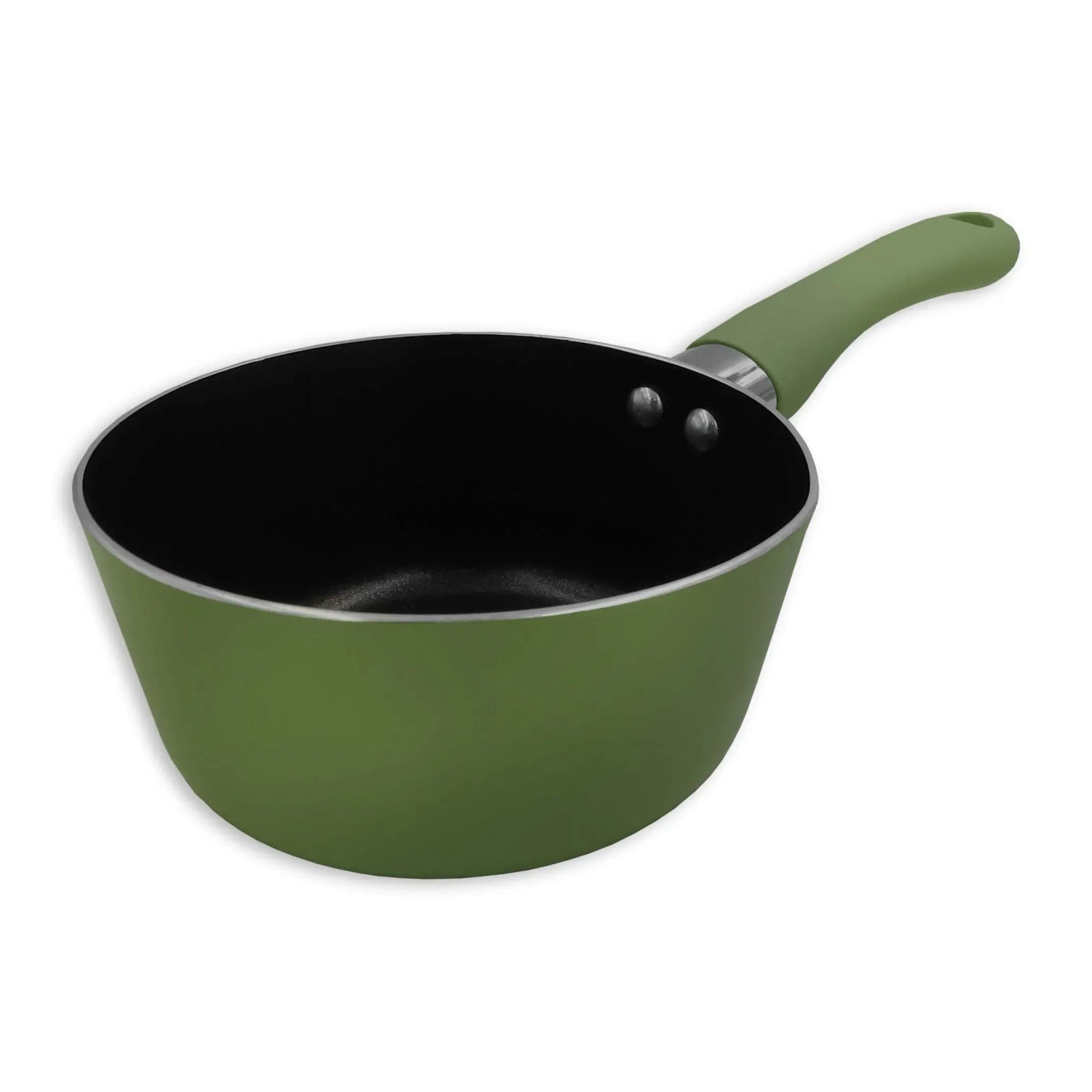 Pentolino verde con interno nero per la cucina.