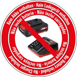 Simbolo: Batteria e caricabatterie non inclusi con la lampada a batteria Einhell.