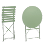 Set bistrot pieghevole AUSTIN verde: tavolo e sedia da giardino in acciaio per terrazza e balcone.