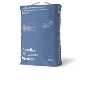 Sacco blu di Nanoflex No Limits di Kerakoll, 20 kg, per lavori di impermeabilizzazione.