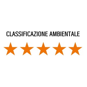 Cinque stelle dorate per la classificazione ambientale di una stufa a pellet.