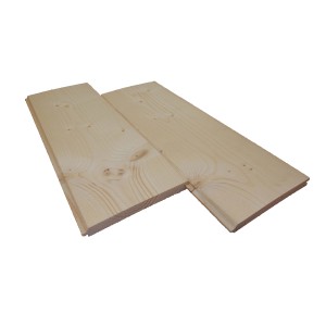 Pannelli in legno Listoni t.b.t. chiari con incastro maschio-femmina.