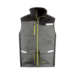 Gilet da lavoro grigio con zip e tasche per uomo.
