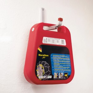 Gancio a muro con profilo a U con tanica rossa, alluminio, 170x215mm.