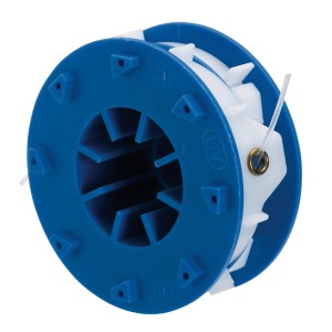 Bobina di ricambio LUX T 312 per tagliaerba, doppio filo 1.5 mm, 2x5m, blu/bianco.