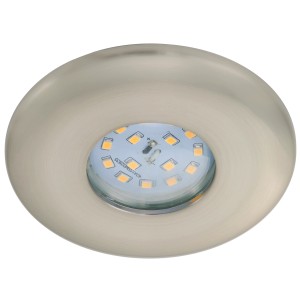 Faretto da incasso LED Briloner, IP65, nickel opaco, 5W, luce bianca calda.