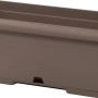 Fioriera rettangolare marrone per balcone.