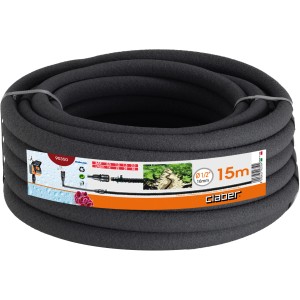 Tubo per irrigazione t.b.t. nero da 15m arrotolato di Claber.