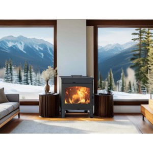 Stufa a legna Panadero Bristol in acciaio 7,8 kW nero metallico