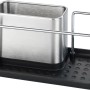 WENKO Orio organizer per lavello in acciaio inox per detersivo, spugna e panno.