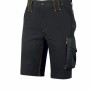 Pantaloncini da lavoro neri t.b.t. con cuciture gialle e tasca cargo.