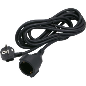 Prolunga Schuko nera, 3 m di lunghezza, per uso interno.