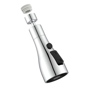 Attacco rubinetto Rompigetto t.b.t. cromato con pulsante nero.