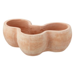 Ciotola per piante in terracotta, 39 cm, con due cavità per piantare per il giardino o il balcone.