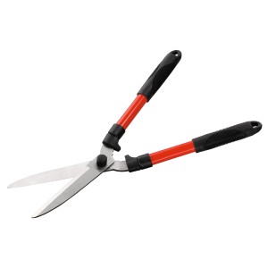 Cesoie per siepi a mano (53 cm) con manici rossi e impugnature nere.