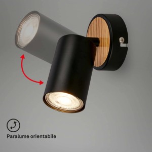 Faretto LED Tib orientabile 8x8,5 cm nero