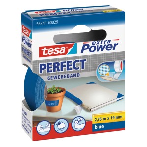 Nastro telato blu Tesa Extra Power Perfect, 2,75 m. Nastro blu versatile per riparazioni e lavori creativi.