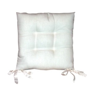 Cuscino quadrato bianco con lacci.